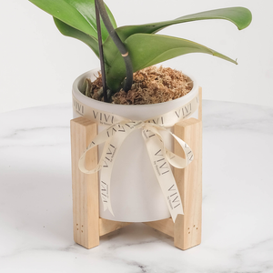 Ozias - Wooden Stand Ceramic Vase
