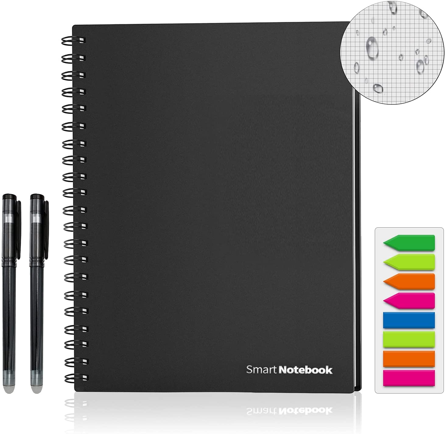 A4 Blank page Erasable Reusable Smart Writing Notebook Black Waterproof Paper Auto-Scan Customized Gift Wire Bound Spiral Notes